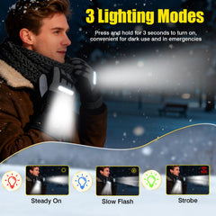 OUTJUT heated gloves demonstrate full-finger touchscreen usability in cold weather.