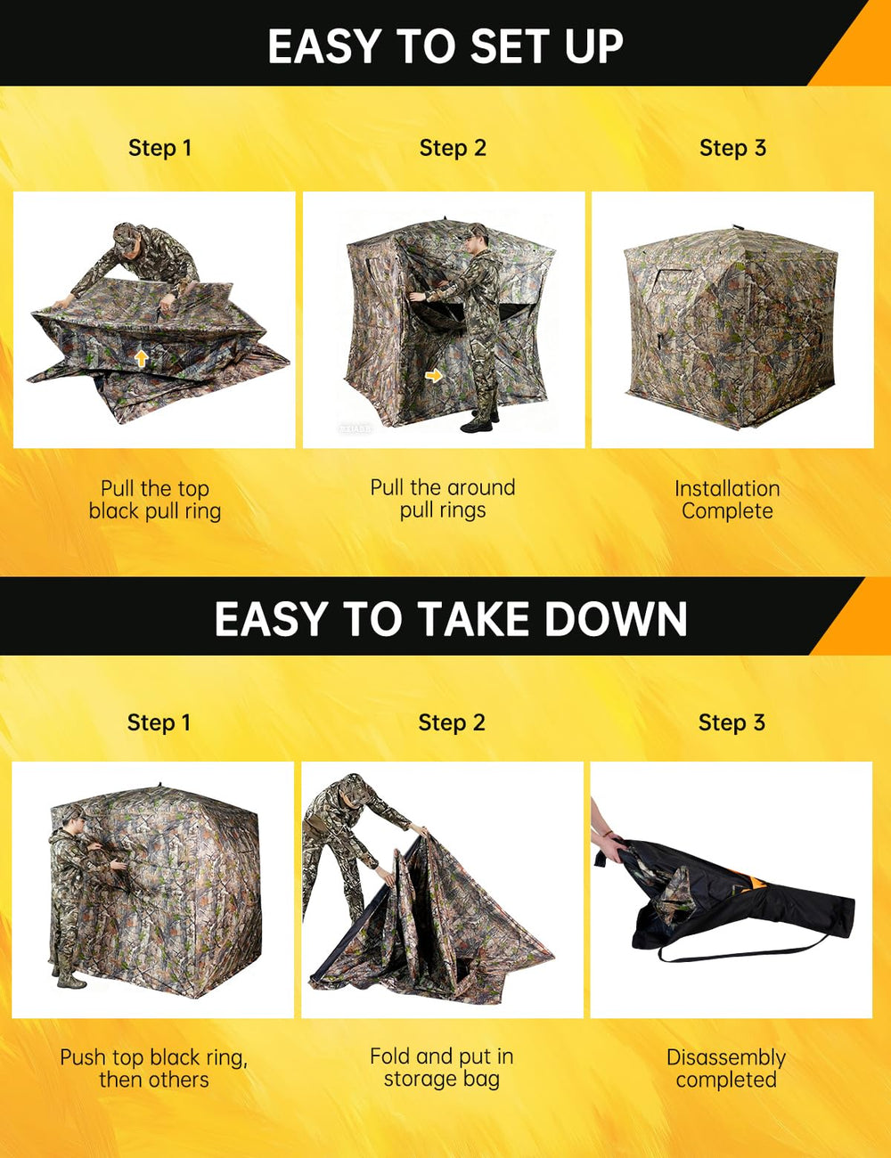 Outmax woodland deer-hunting scenario shows concealed field setup