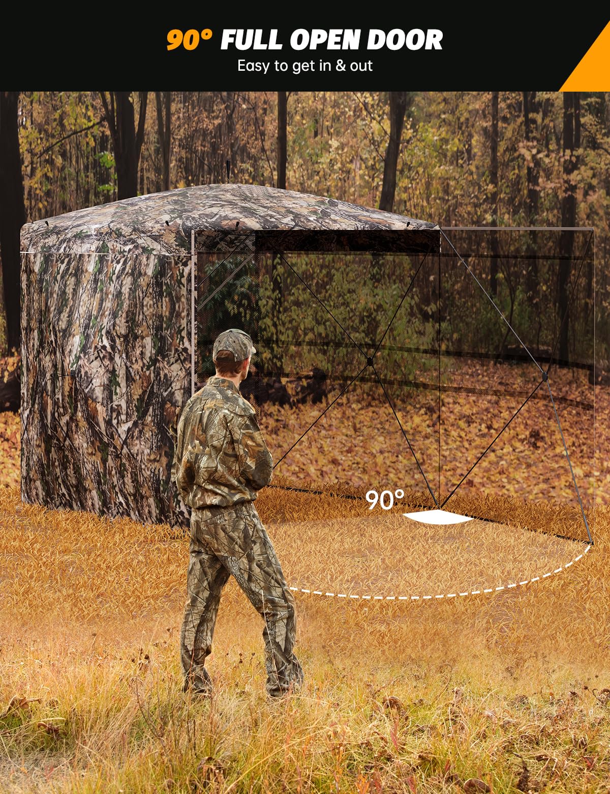 Outmax blind with shoot-through mesh windows for clear view