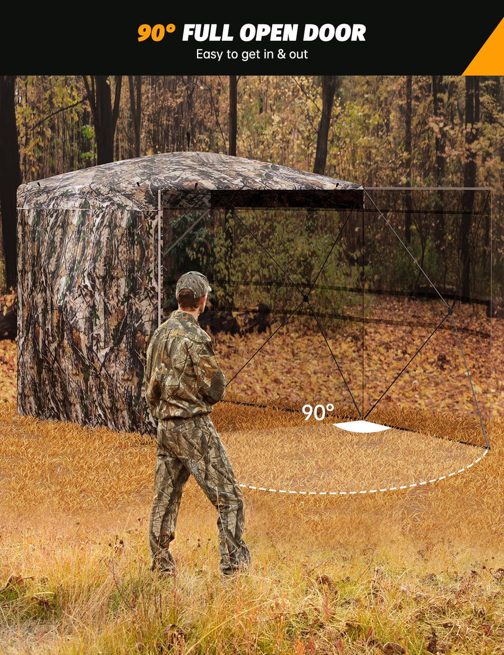 Outmax blind with shoot-through mesh windows for clear view