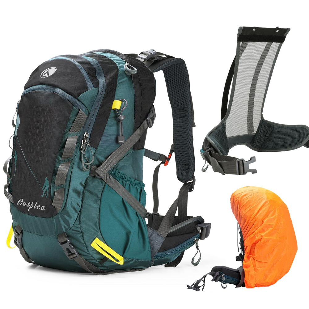 Outplea backpack back panel with ventilated design for cooler hiking comfort.