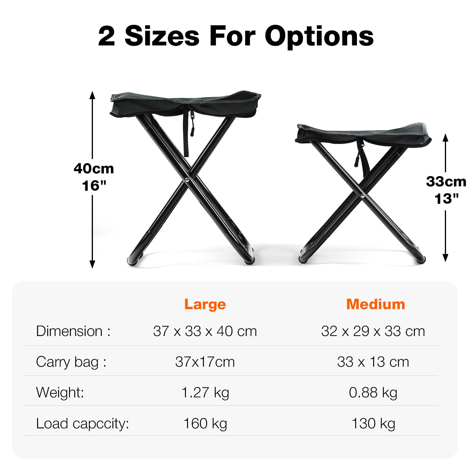 Outplea collapsible frame with anti-slip feet ensures stable seating on uneven ground.