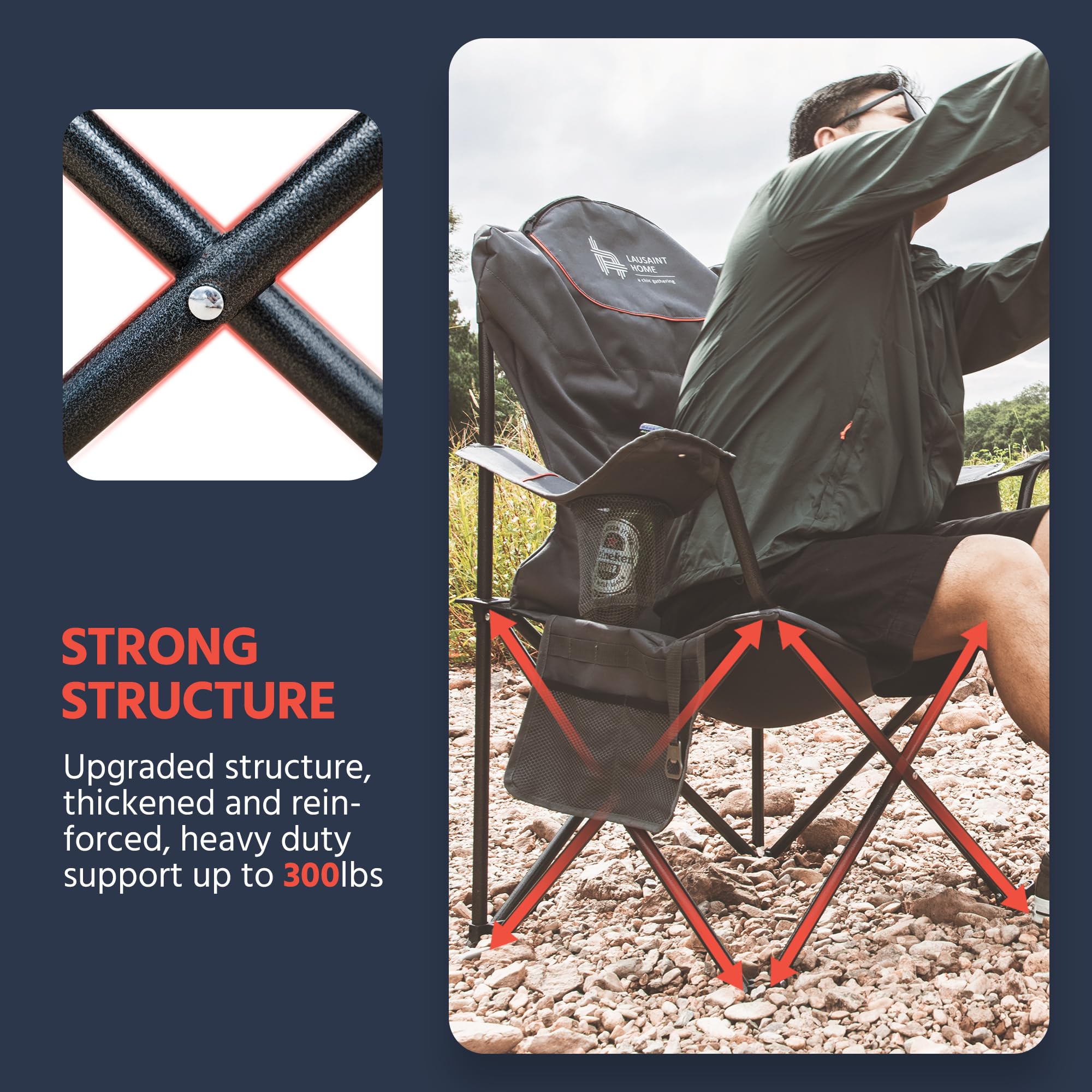 OUTSIDER chair lumbar support helps maintain posture on long outdoor sessions.