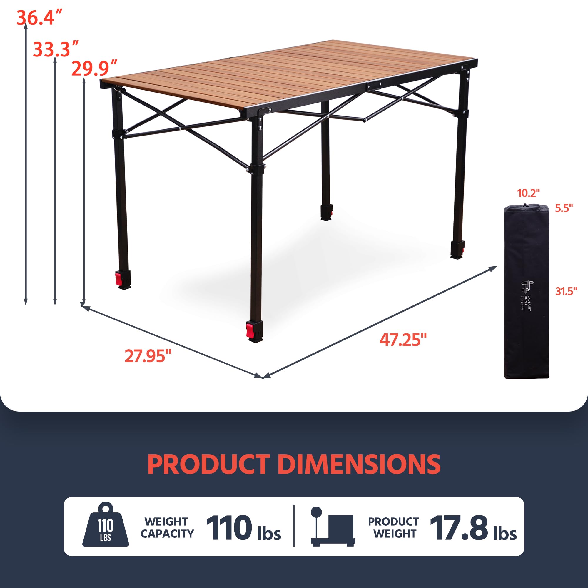 OUTSIDER folding camping table height 42in demonstrates flexible workspace for cooking and gatherings