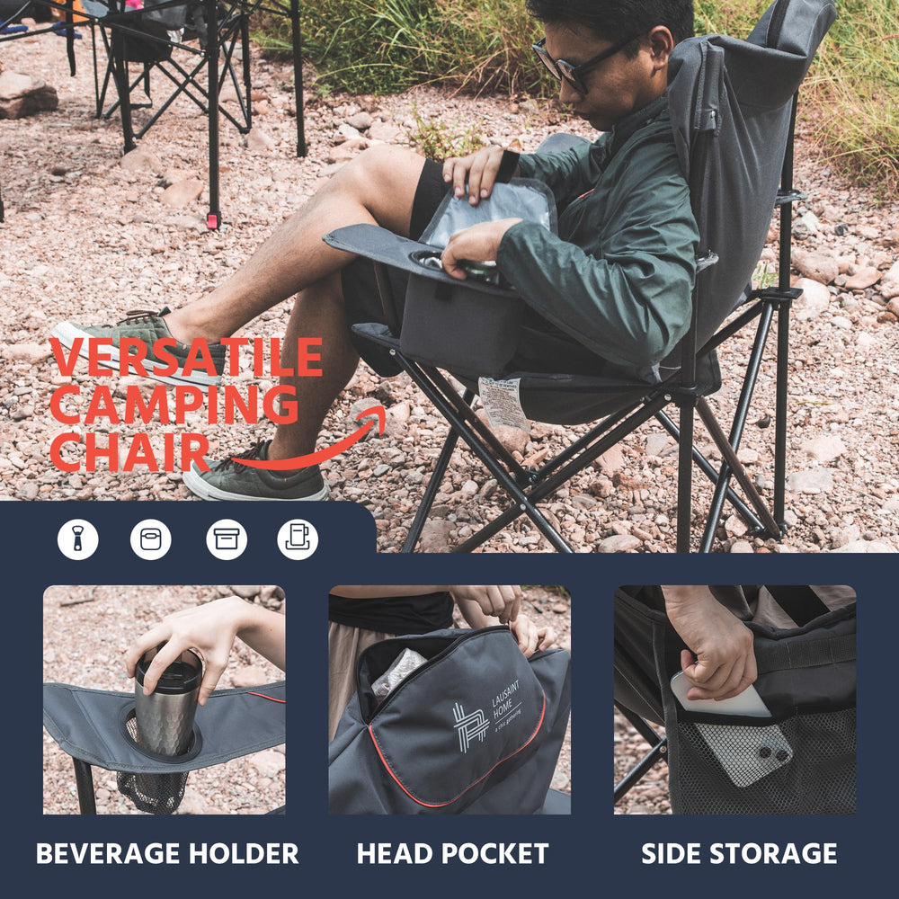 OUTSIDER folding chair cooler pocket with drinks secured inside