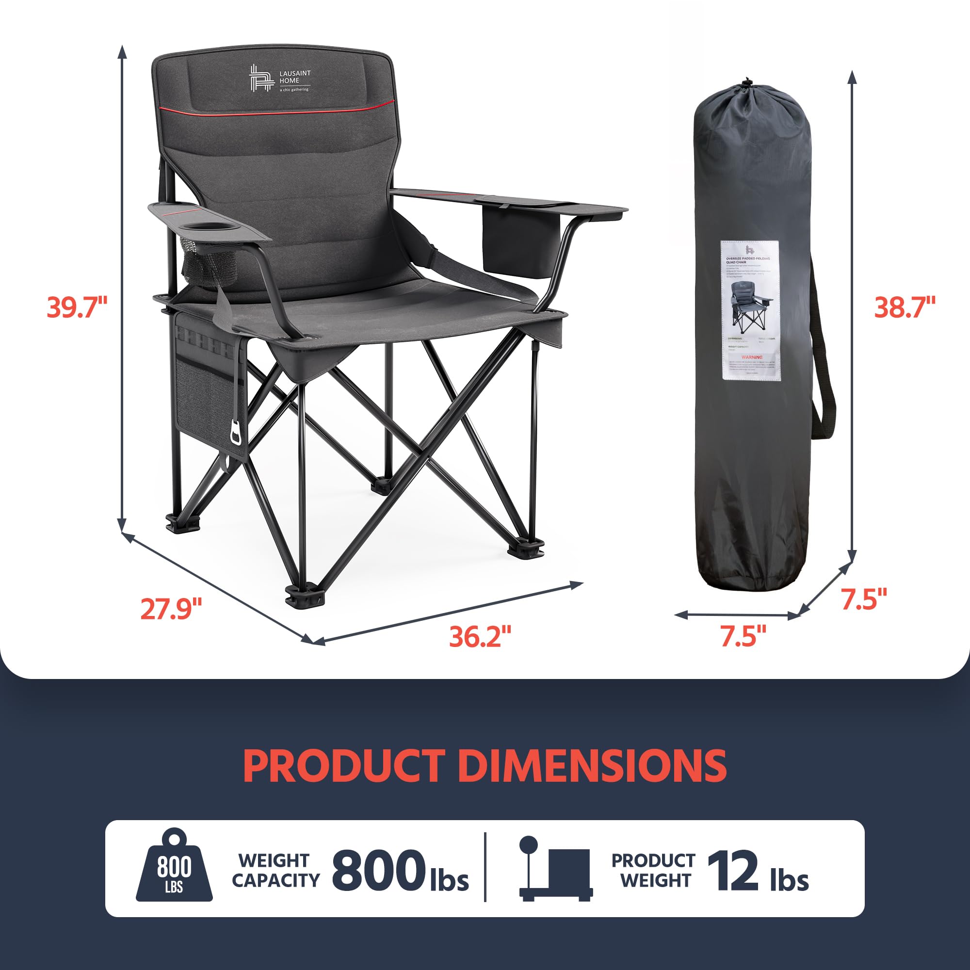 OUTSIDER folding chair quad-legs ensure stable seating on grass or sand.