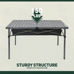 OUTSIDER folding table with sturdy steel frame stays stable during prep and dining.