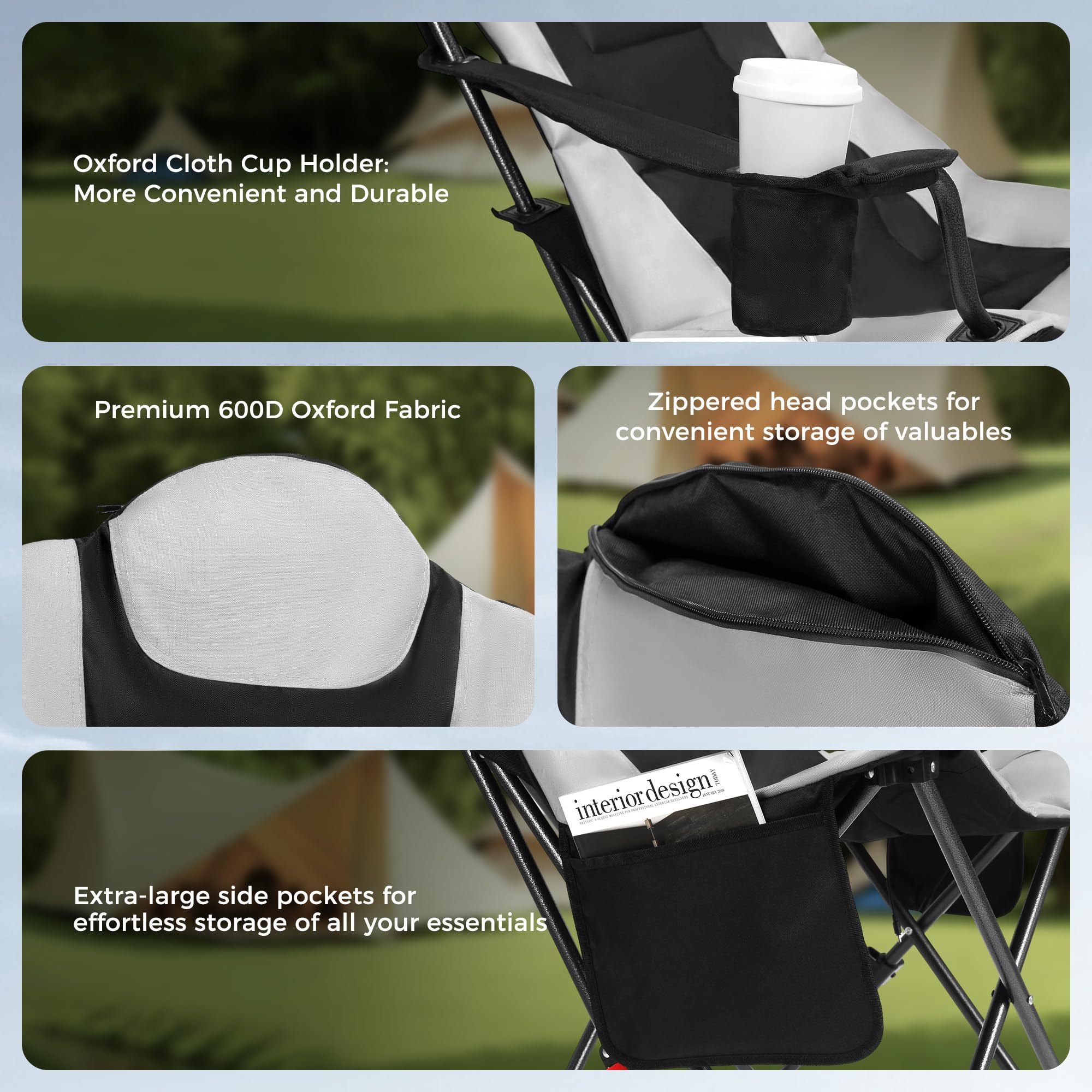 OUTSIDER heated camping chair folded compactly for transport
