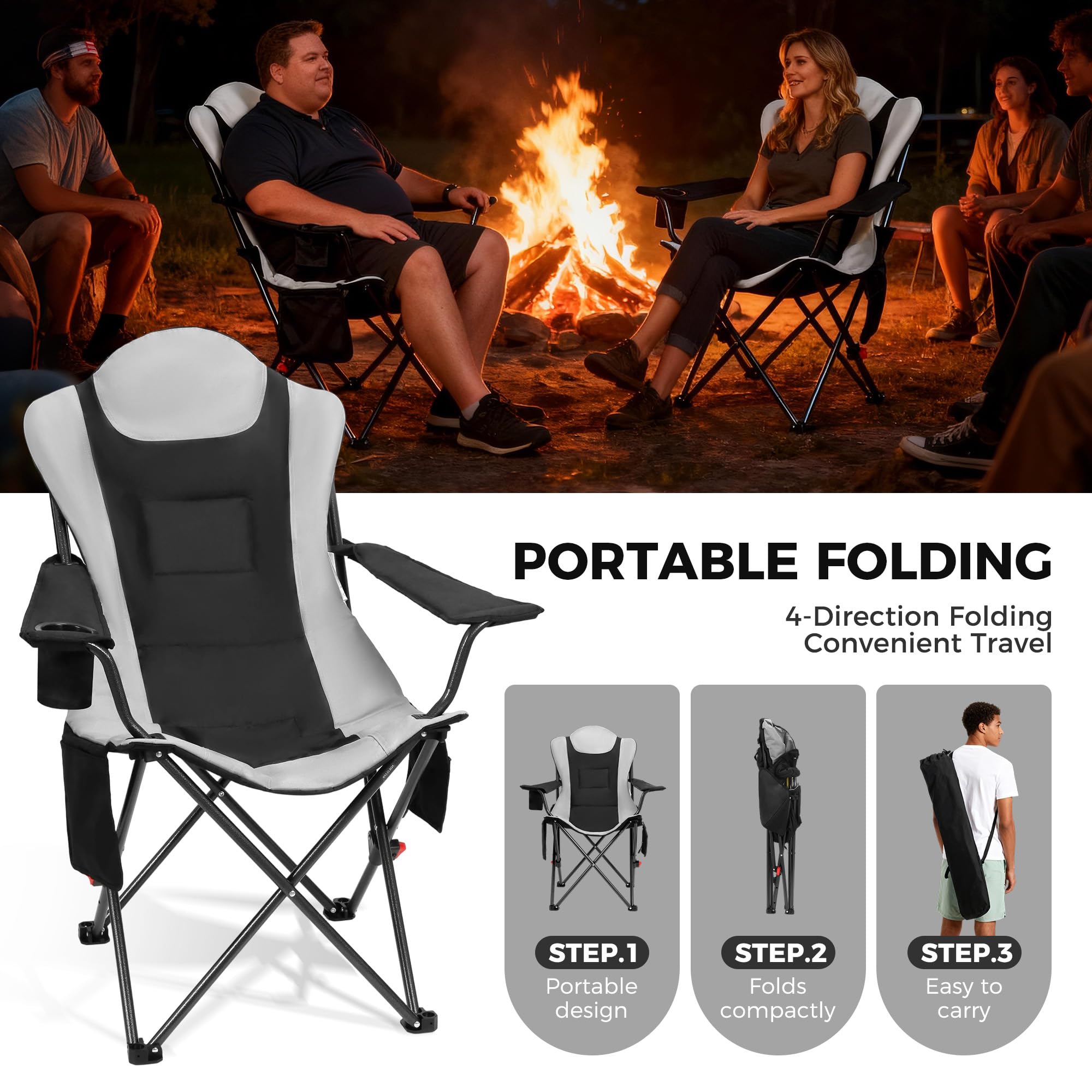 OUTSIDER heated camping chair sturdy heavy-duty frame in rugged setup