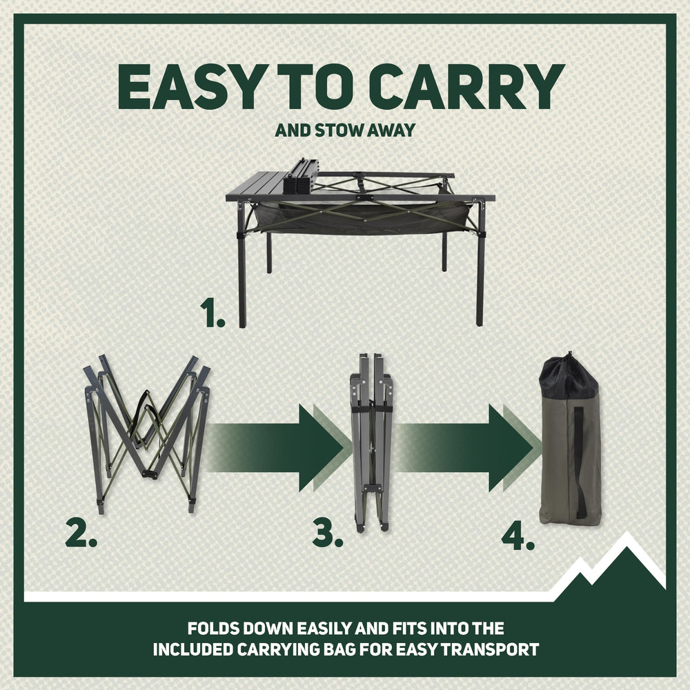 OUTSIDER lightweight table weighs 16.9 lbs for easy transfer on outdoor trips.