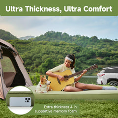 OUTSKIRT camping mattress fully inflated for two-person sleeping space.