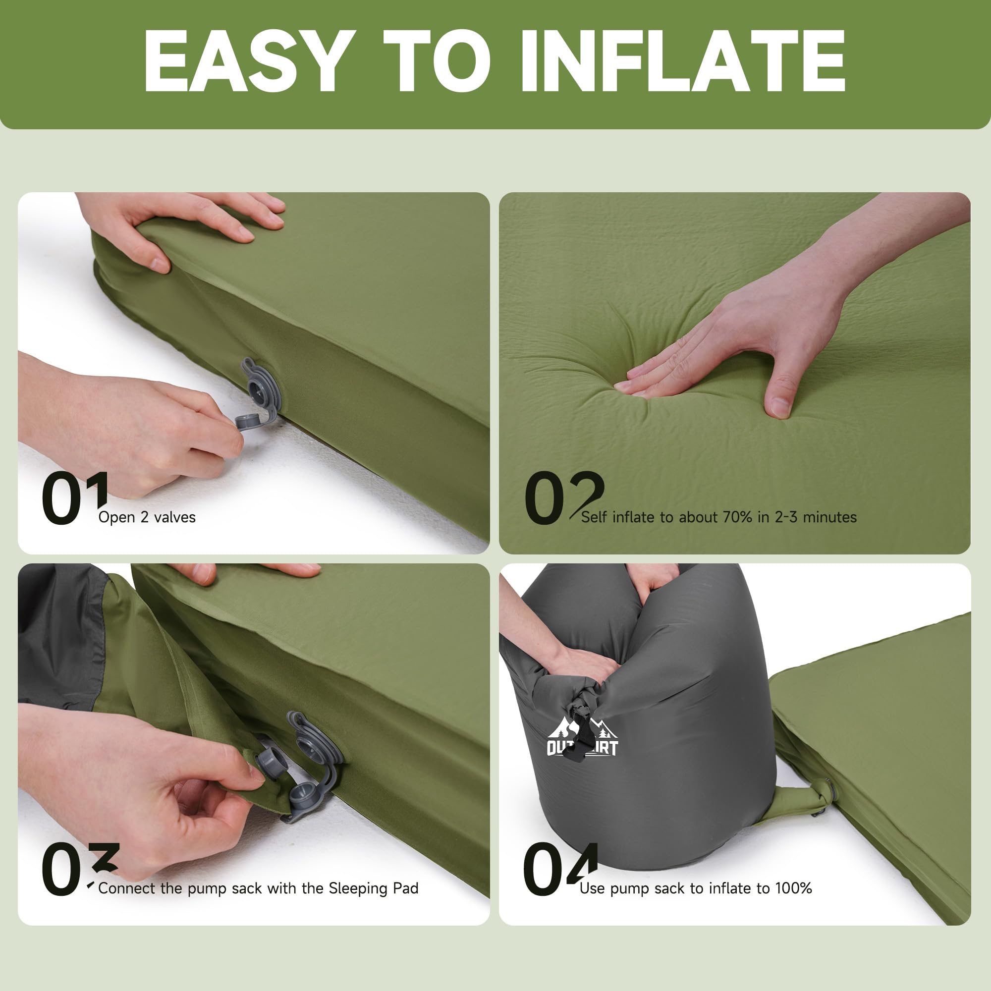 OUTSKIRT camping mattress silent, stable sleep in outdoor settings.