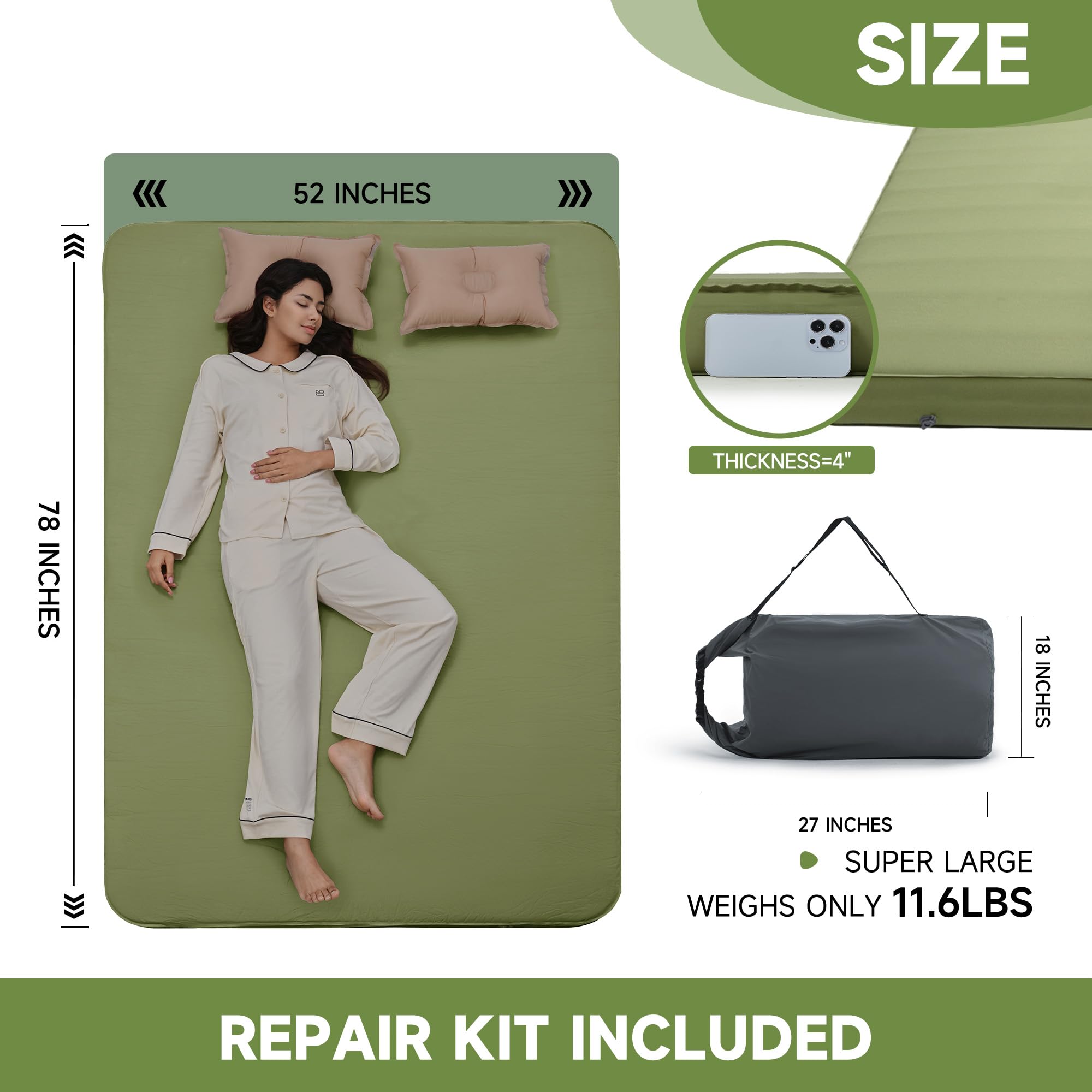 OUTSKIRT camping mattress waterproof TPU layer keeps moisture out for all-season use.