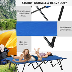 Outsunny 600D oxford fabric camping cot resists wear for long trips