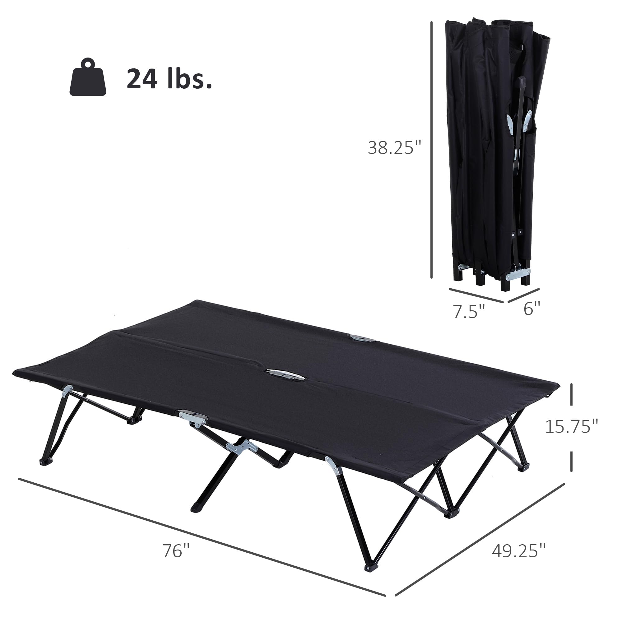 Outsunny 76 by 49 inch sleeping surface fits two adults
