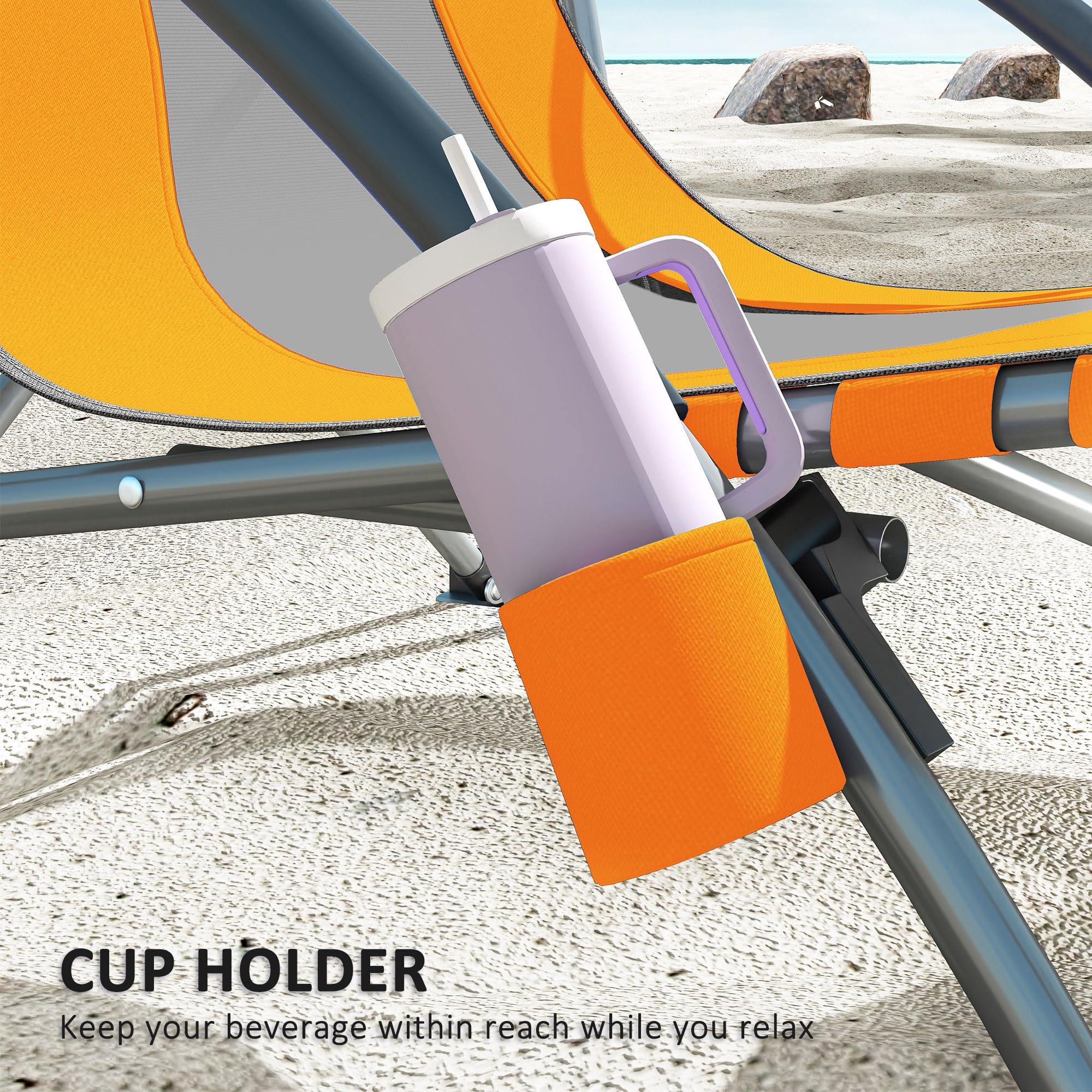Outsunny anti-skid feet stabilize chairs on sand or grass