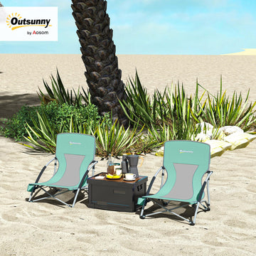 Outsunny two-pack chairs with cup holders for drinks