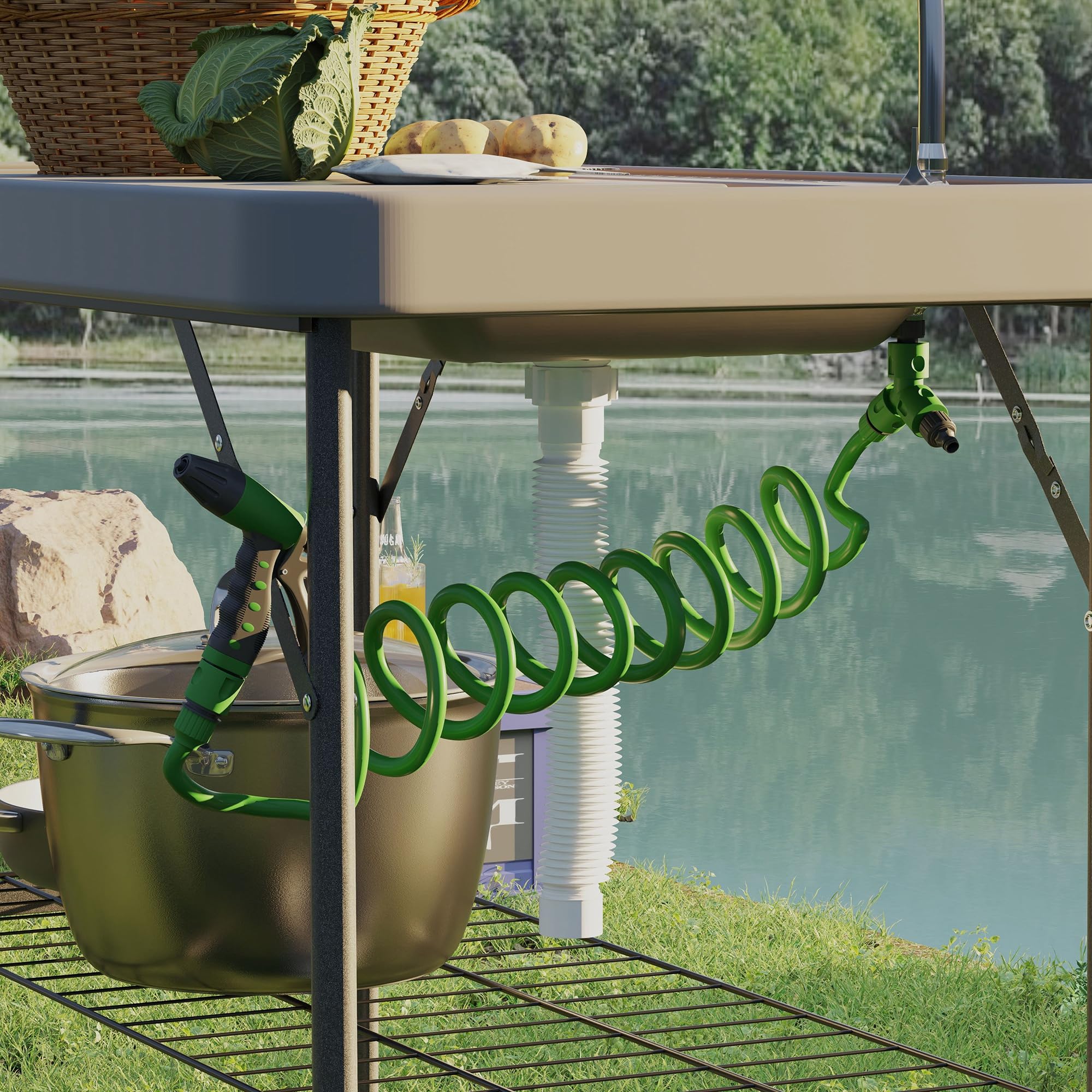 Outsunny built in drain plug and adjustable pipe for easy draining
