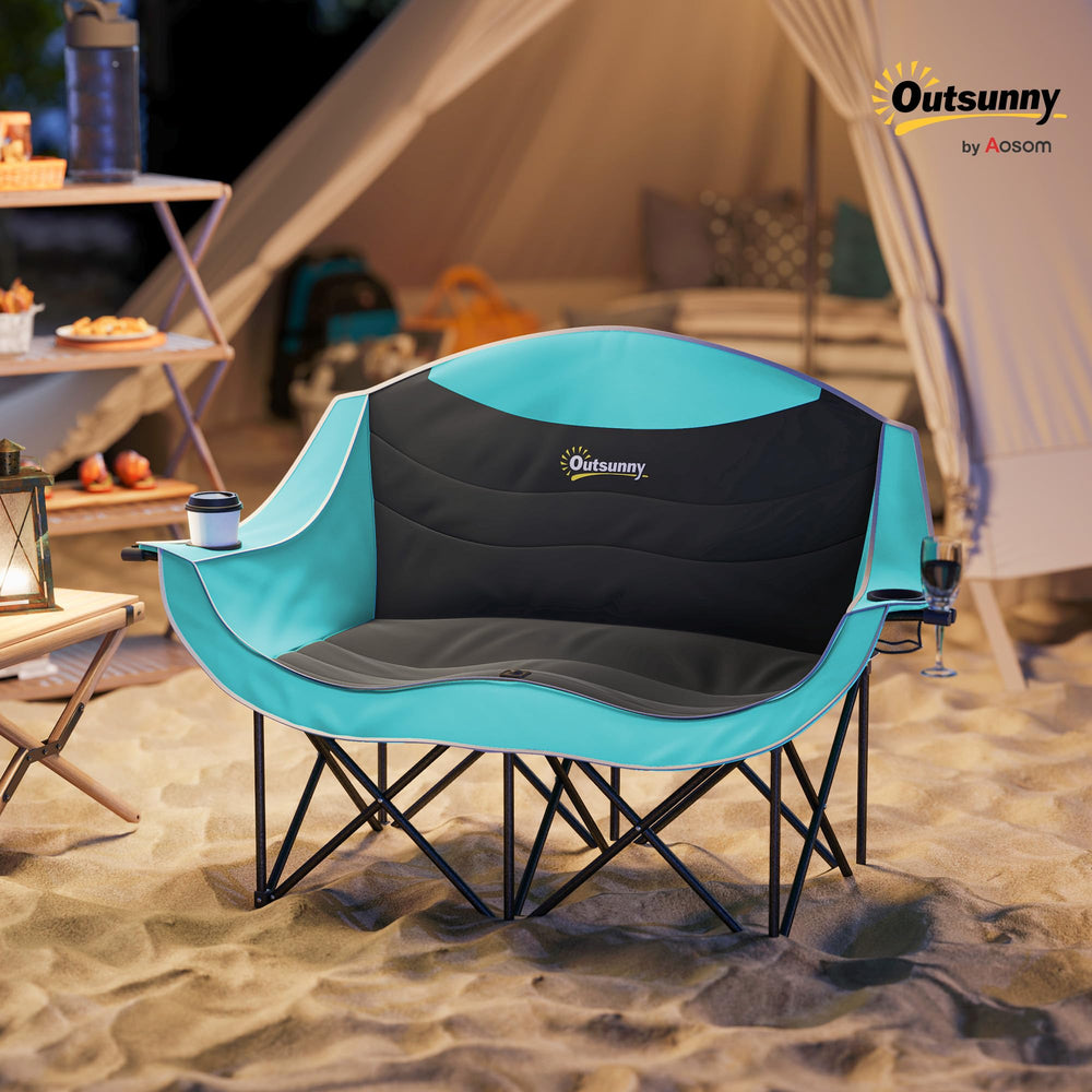 Outsunny armrests and cup holder detail for convenient beverages outdoors.