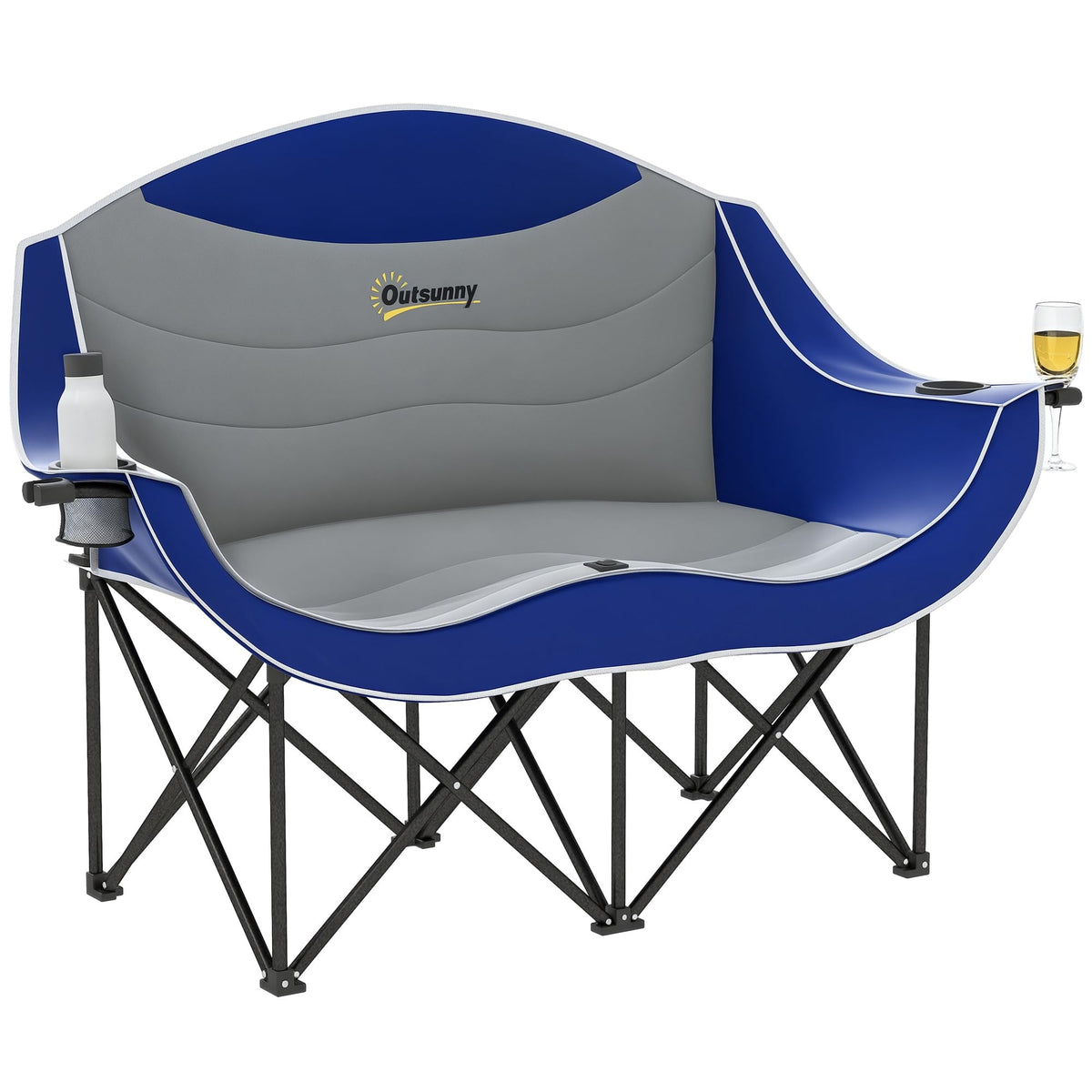 Outsunny double camping chair with two seats and armrests for shared outdoor relaxation.