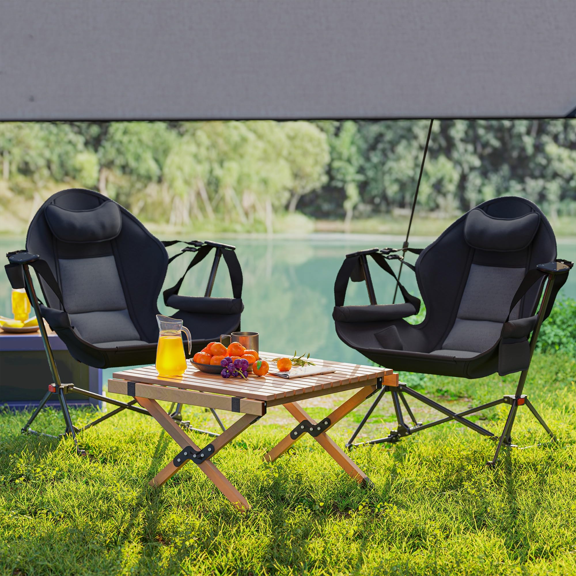 Outsunny double hammock chair weather-resistant fabric and UV protection outdoors