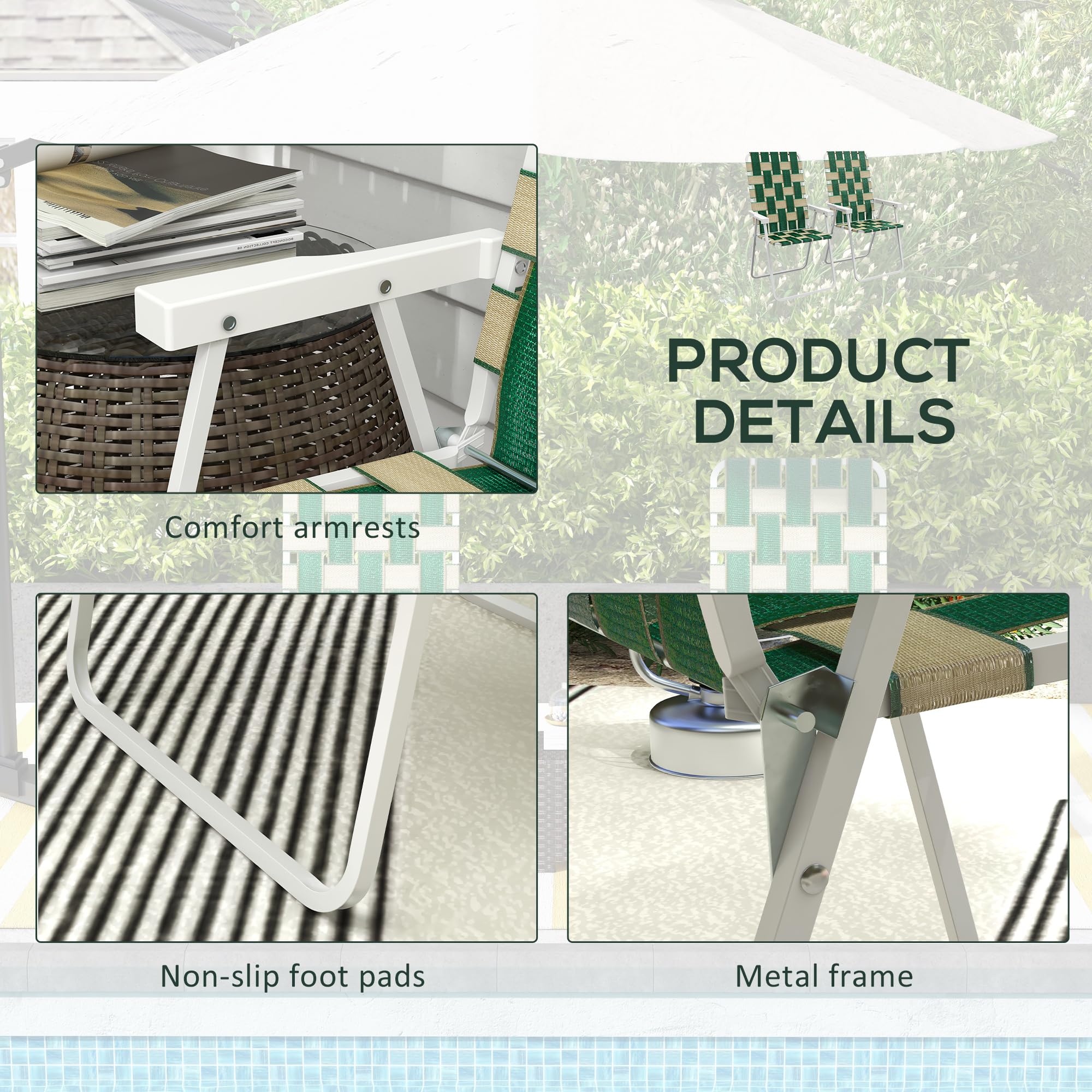 Outsunny folded chair packs compactly for storage in trunks
