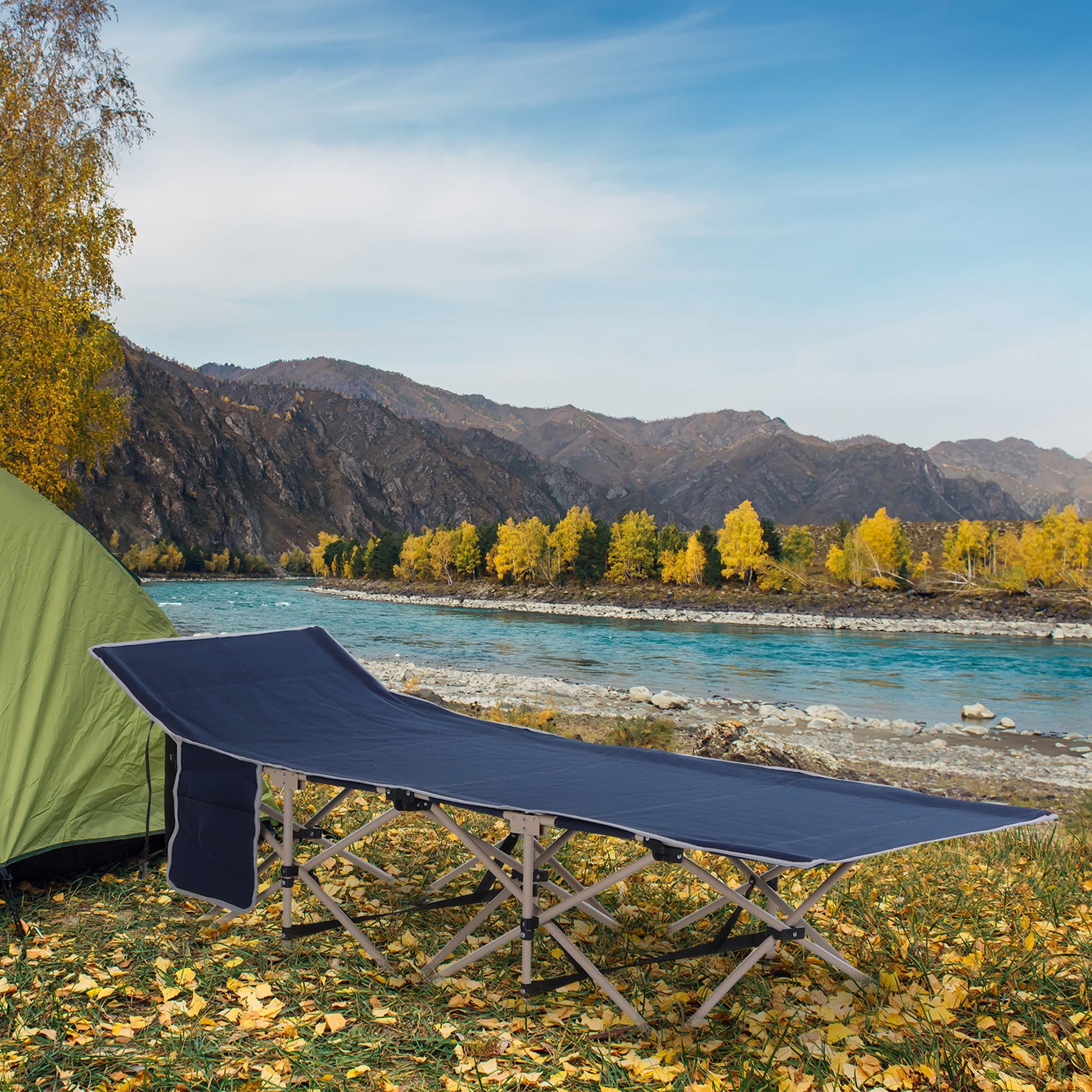 Outsunny tilted headrest design enhances neck comfort for outdoor sleep.