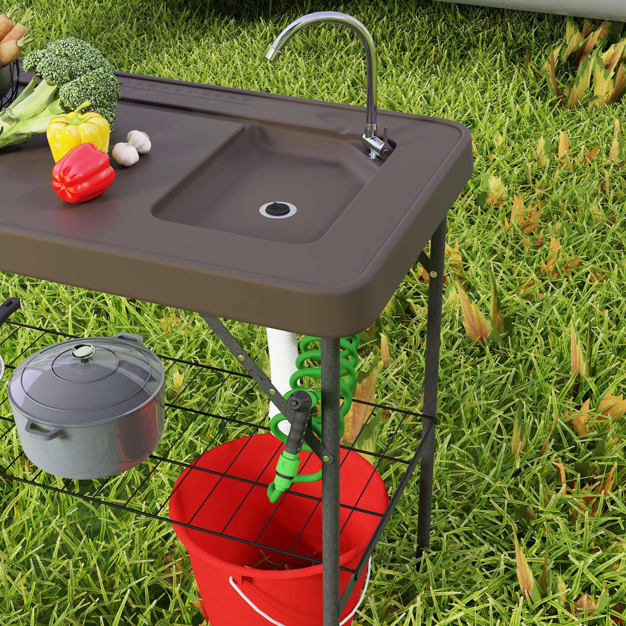 Outsunny full dimensions reveal a practical outdoor workstation for prep.