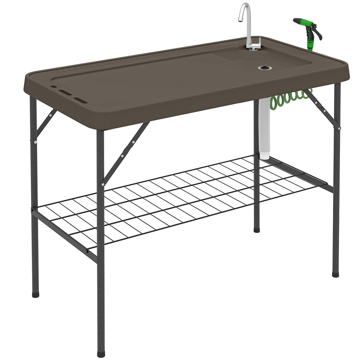 Outsunny folding fish cleaning table with faucet delivers strong water pressure for easy filleting.