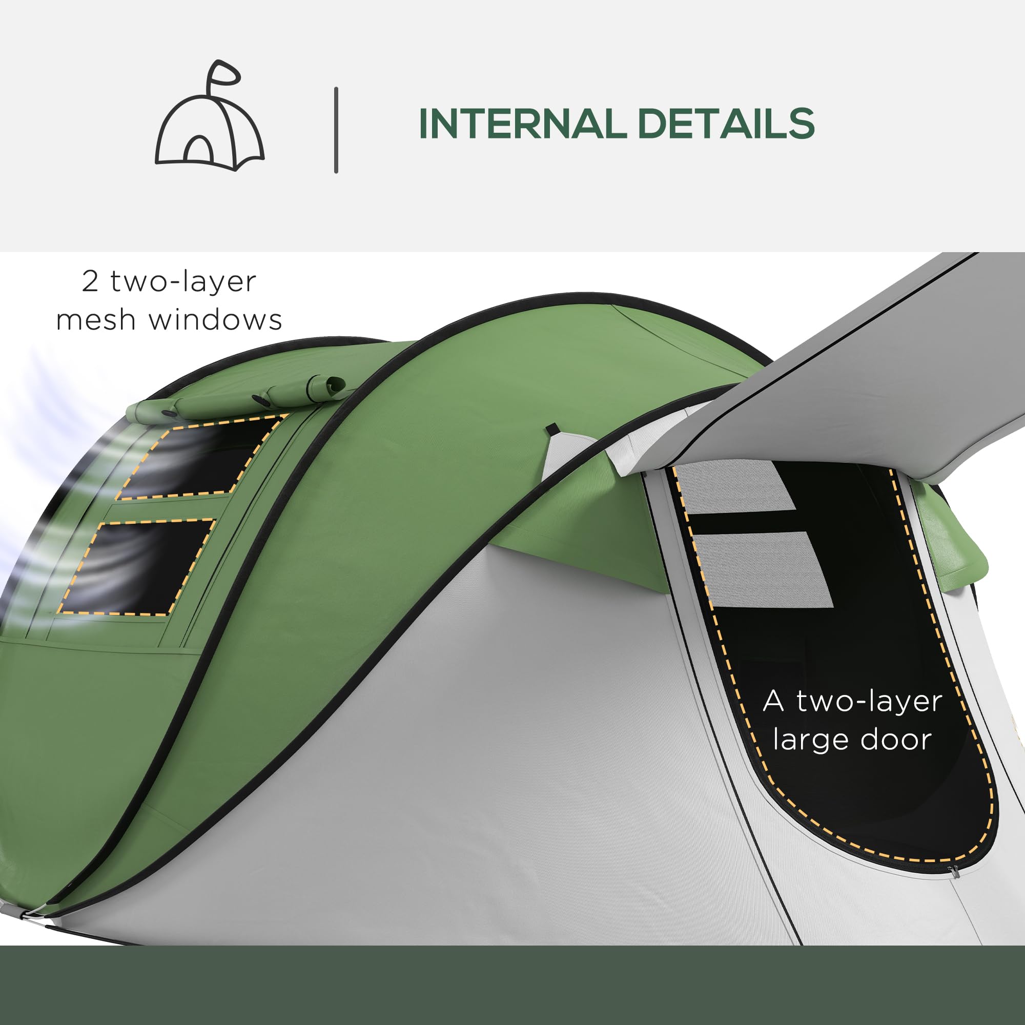 Outsunny pop-up tent full dimensions showing interior space.