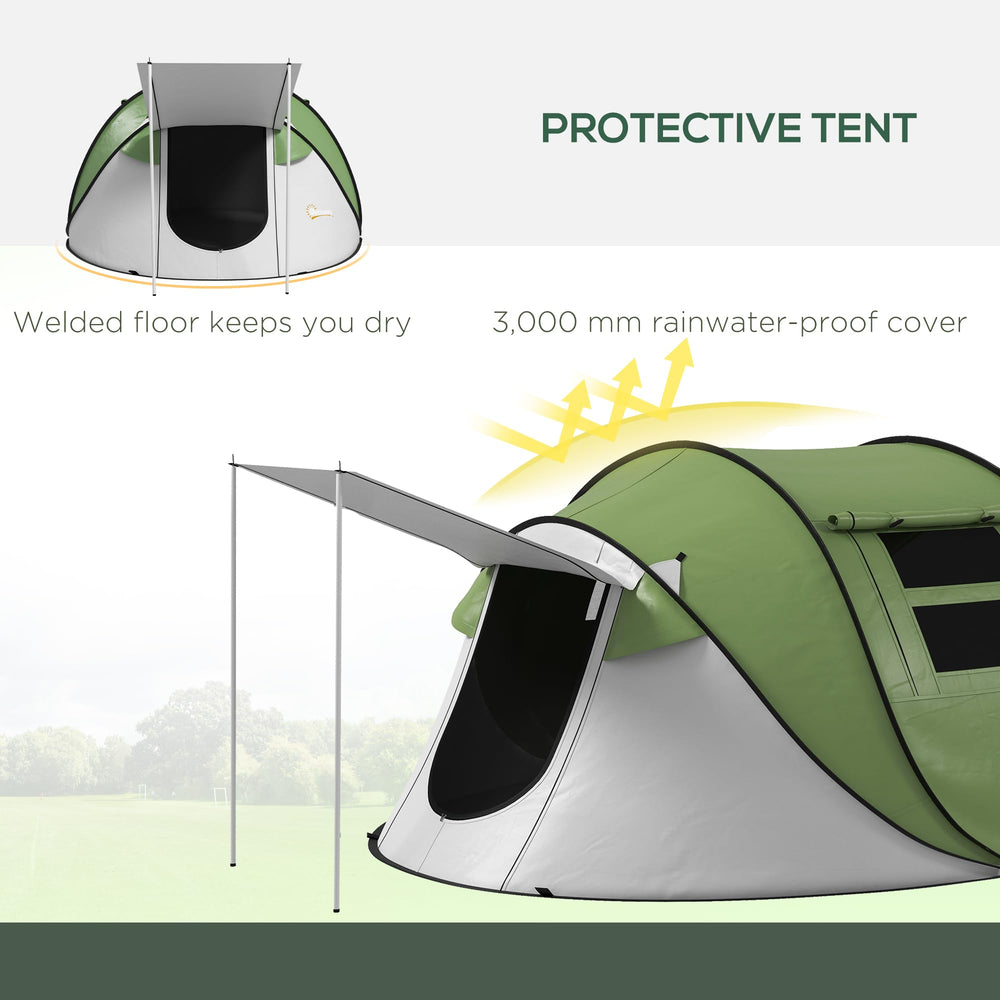 Outsunny pop-up tent with fiberglass poles for sturdy camping.