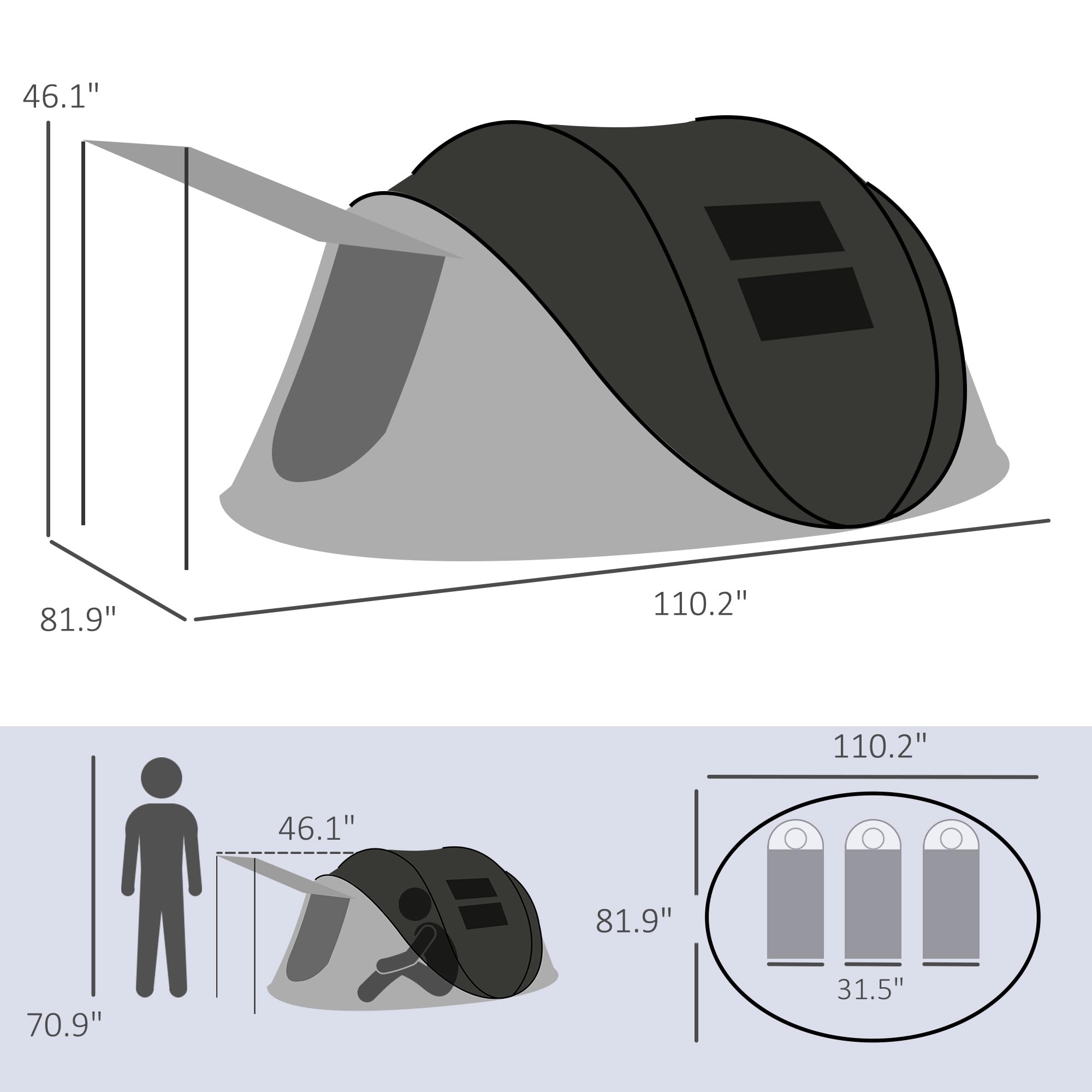 Outsunny pop-up tent fiberglass poles provide sturdy support.