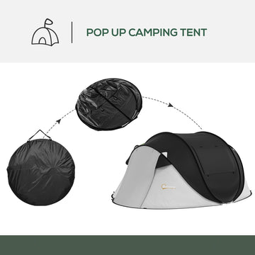 Outsunny pop-up tent interior space fits 2-3 people for camping.