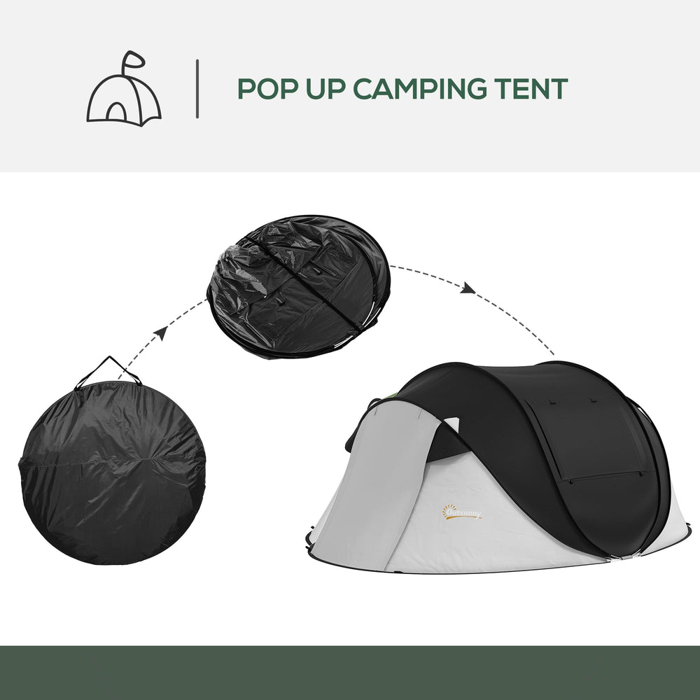 Outsunny pop-up tent interior space fits 2-3 people for camping.