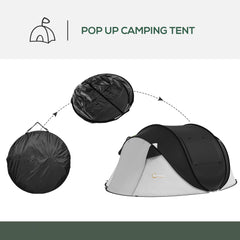 Outsunny pop-up tent interior space fits 2-3 people for camping.