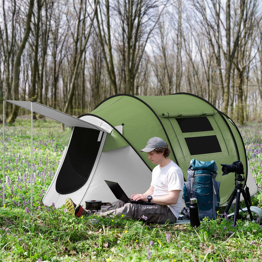Outsunny pop-up tent porch area shown for cooking or seating.