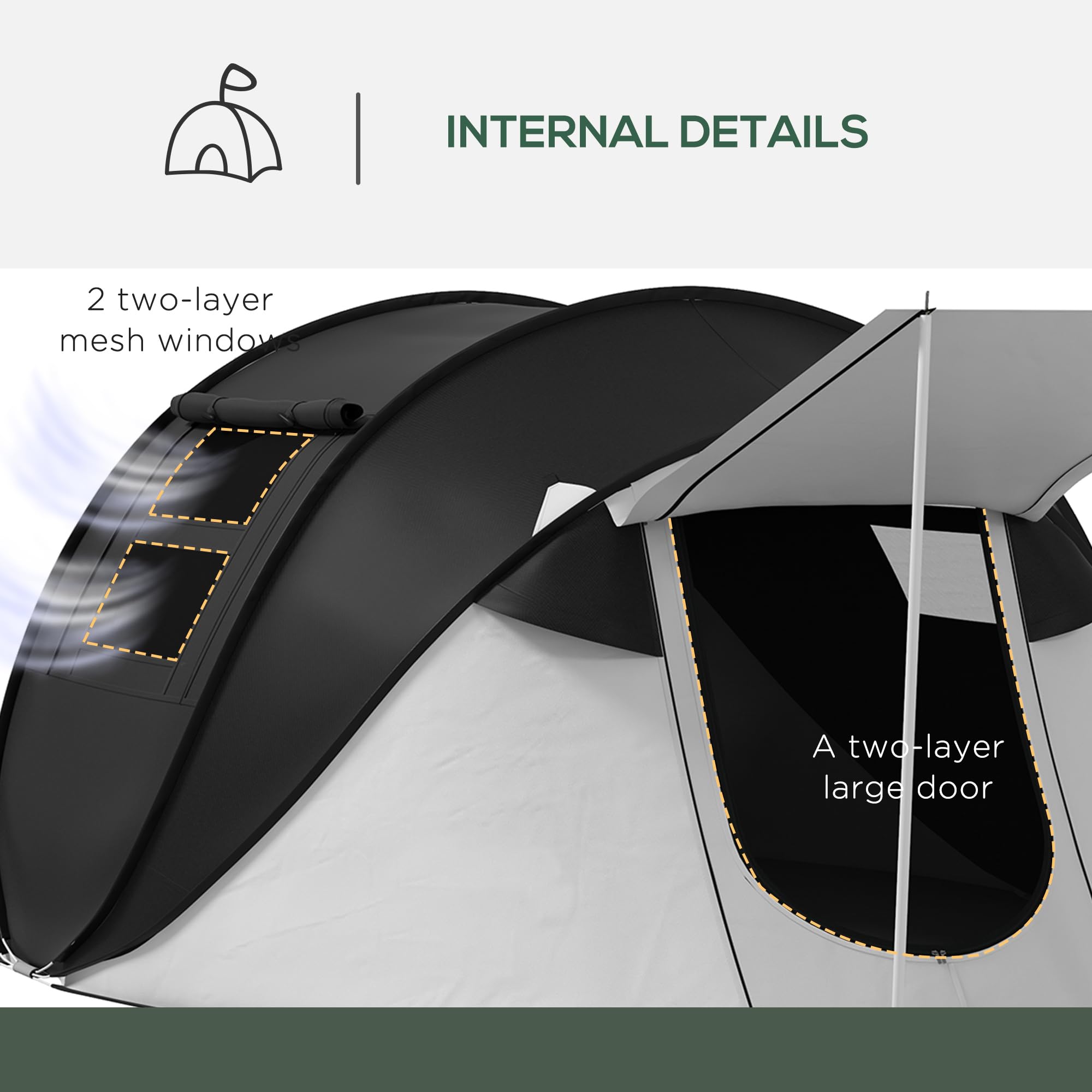Outsunny pop-up tent waterproof dome surface keeps you dry in rain.