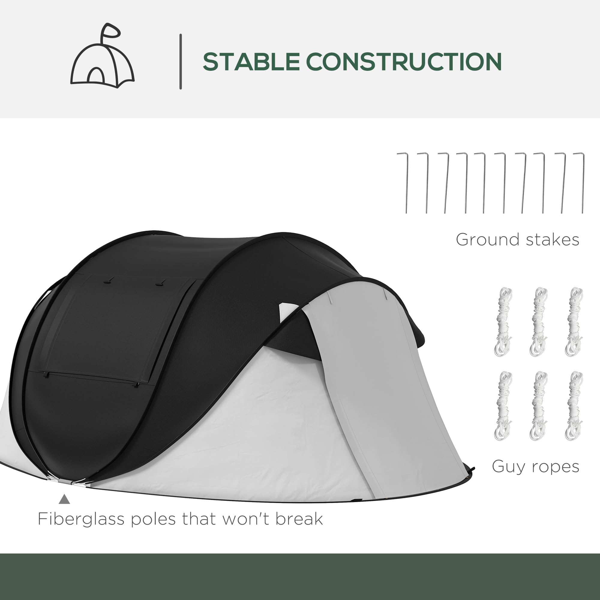 Outsunny pop-up tent welded floor protects against damp ground.