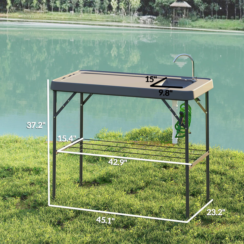 Outsunny portable camping sink table with drain hose for versatile cleanup