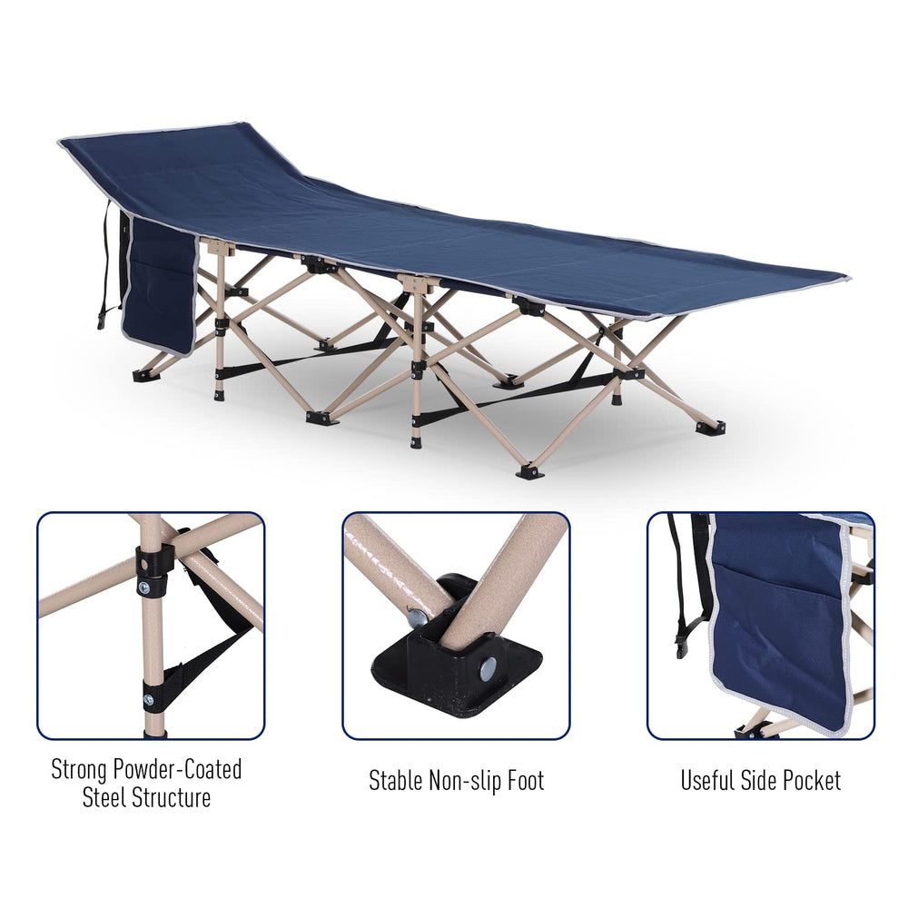 Outsunny portable folding cot comes with a carry bag for easy travel.