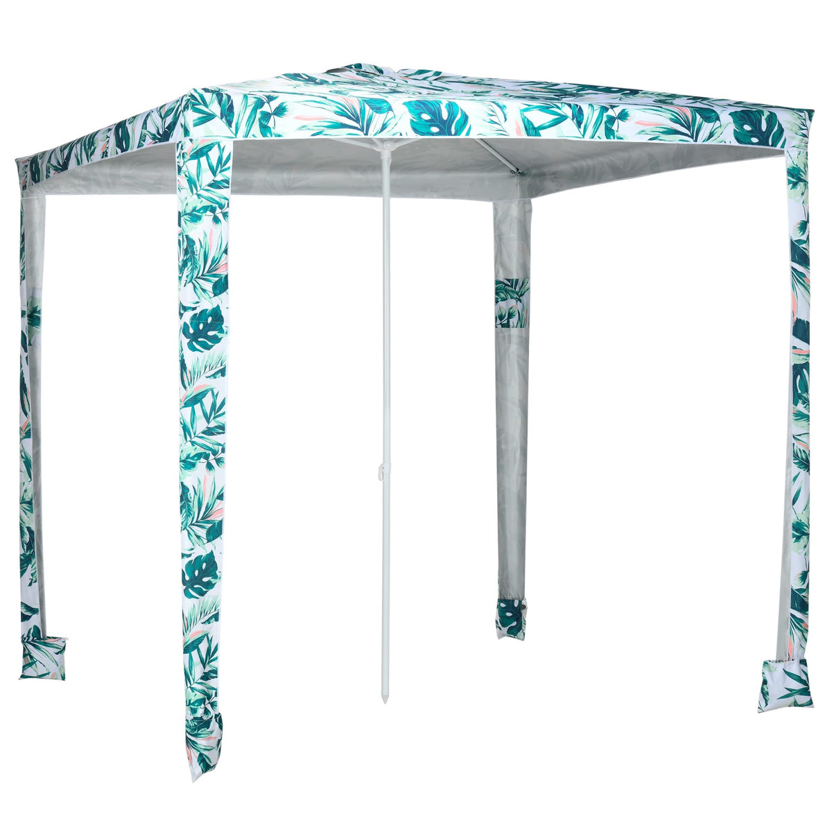 Outsunny quick beach cabana canopy provides UV shade for family beach days.