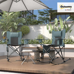 Outsunny 2-pack rocking chair opened for comfortable outdoor seating.