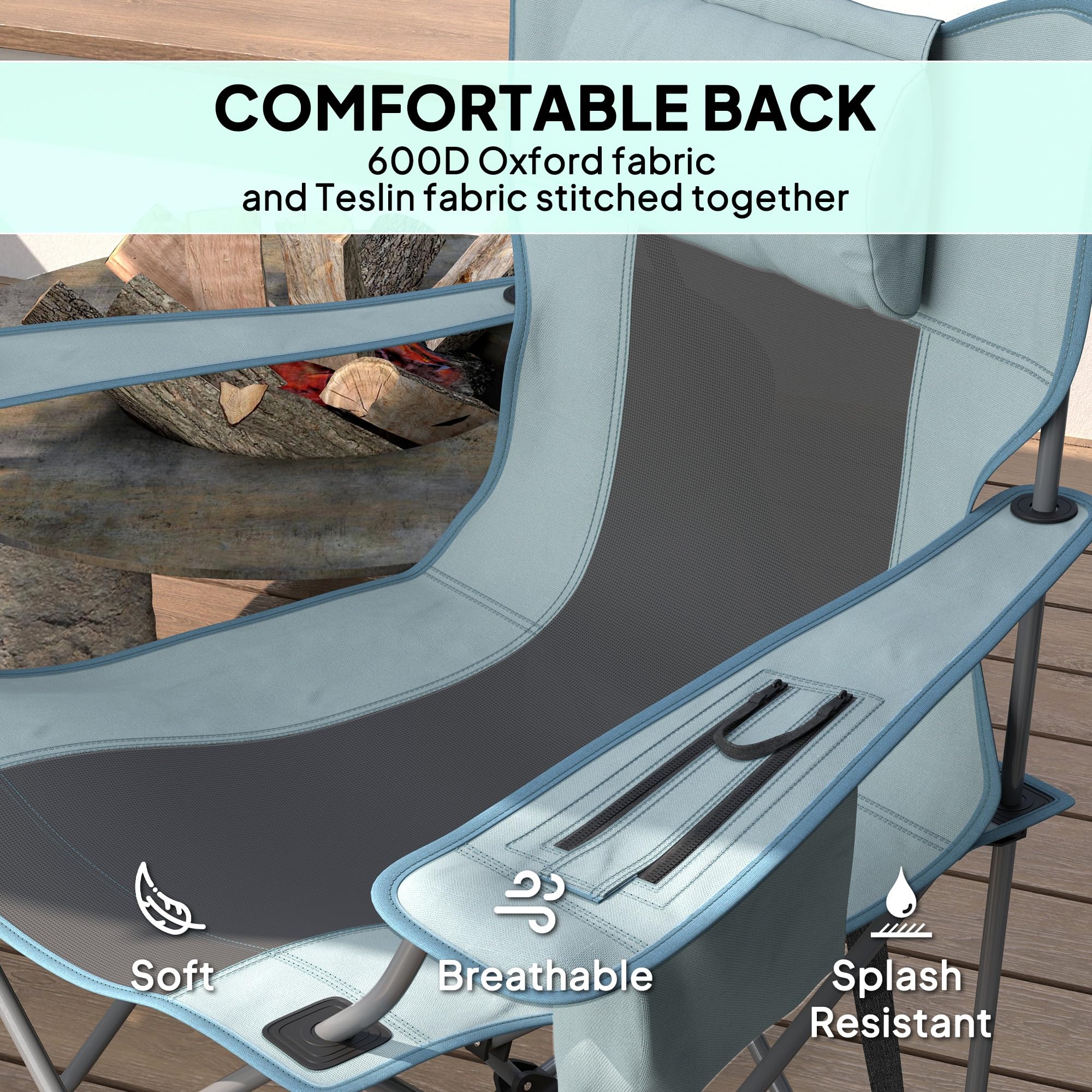 Outsunny cooler bag and side pocket keep drinks within reach.