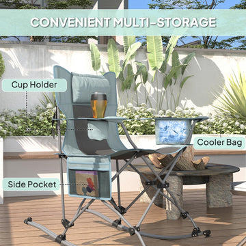 Outsunny dimensions show a wide seat and compact folded size.