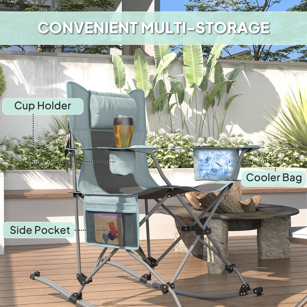 Outsunny dimensions show a wide seat and compact folded size.
