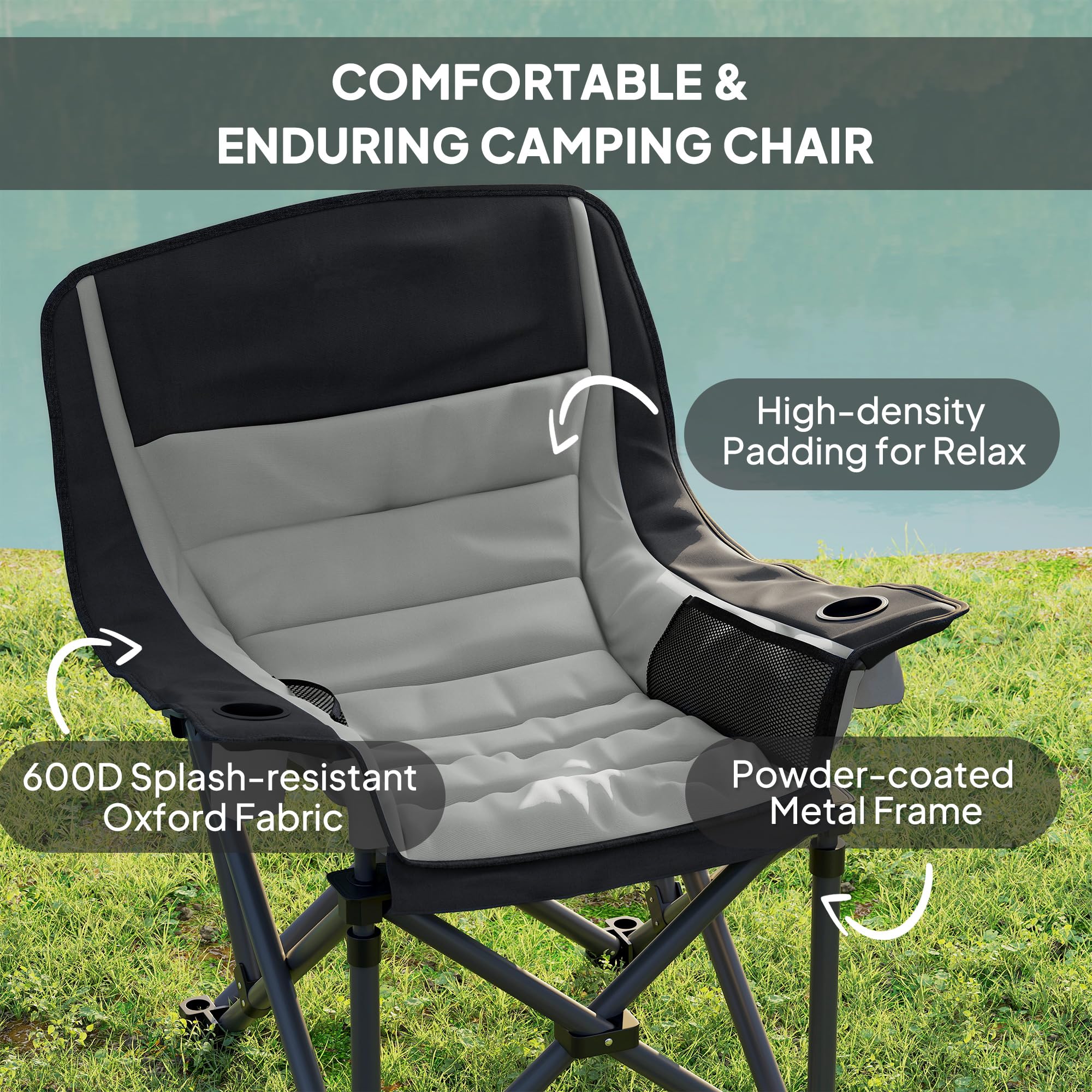 Outsunny chair with cup holders for beverages within reach.
