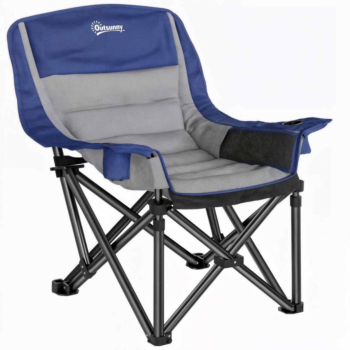 Outsunny single padded camping chair headrest plush for extended outdoor comfort.