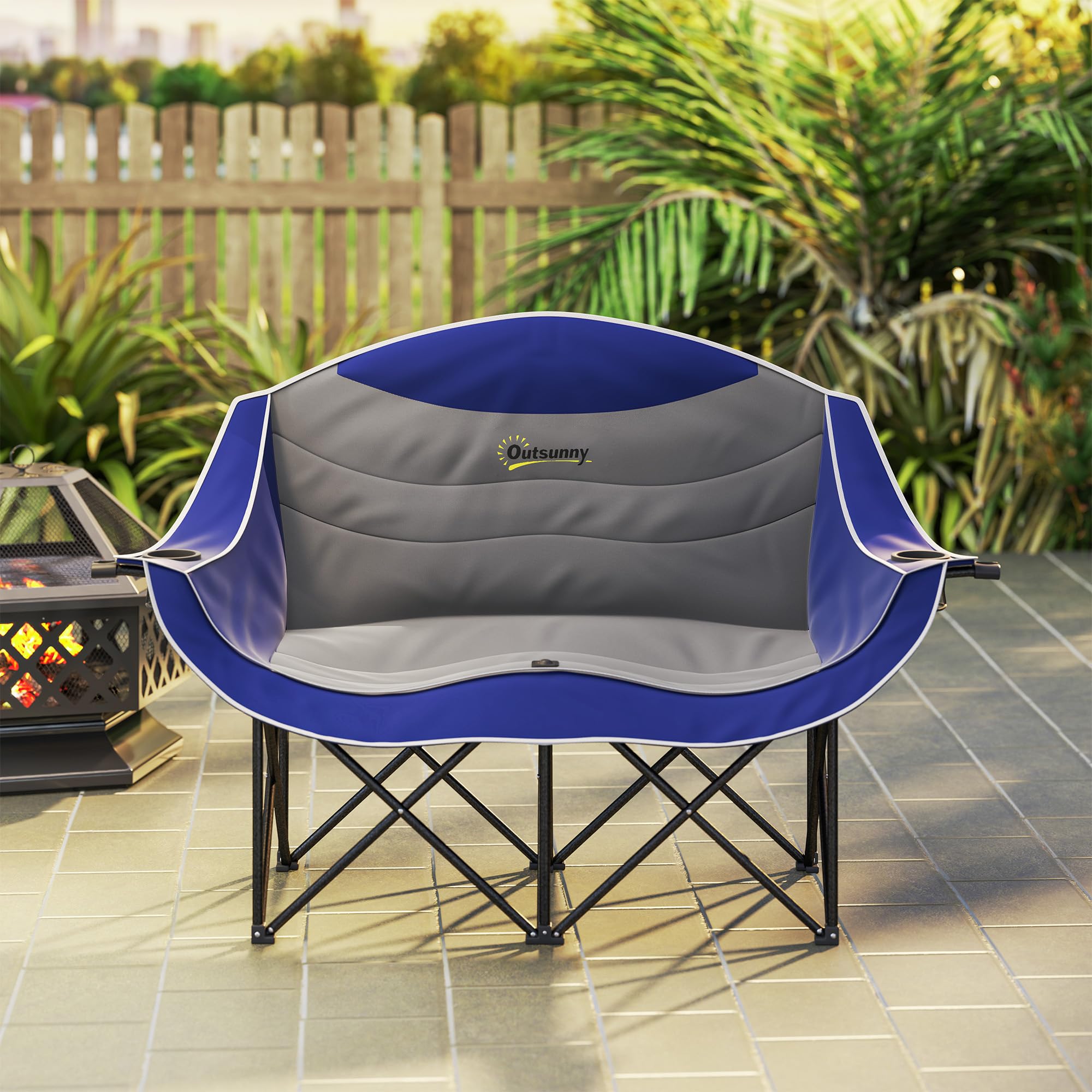 Outsunny solid metal frame provides stable support on varied outdoor surfaces.