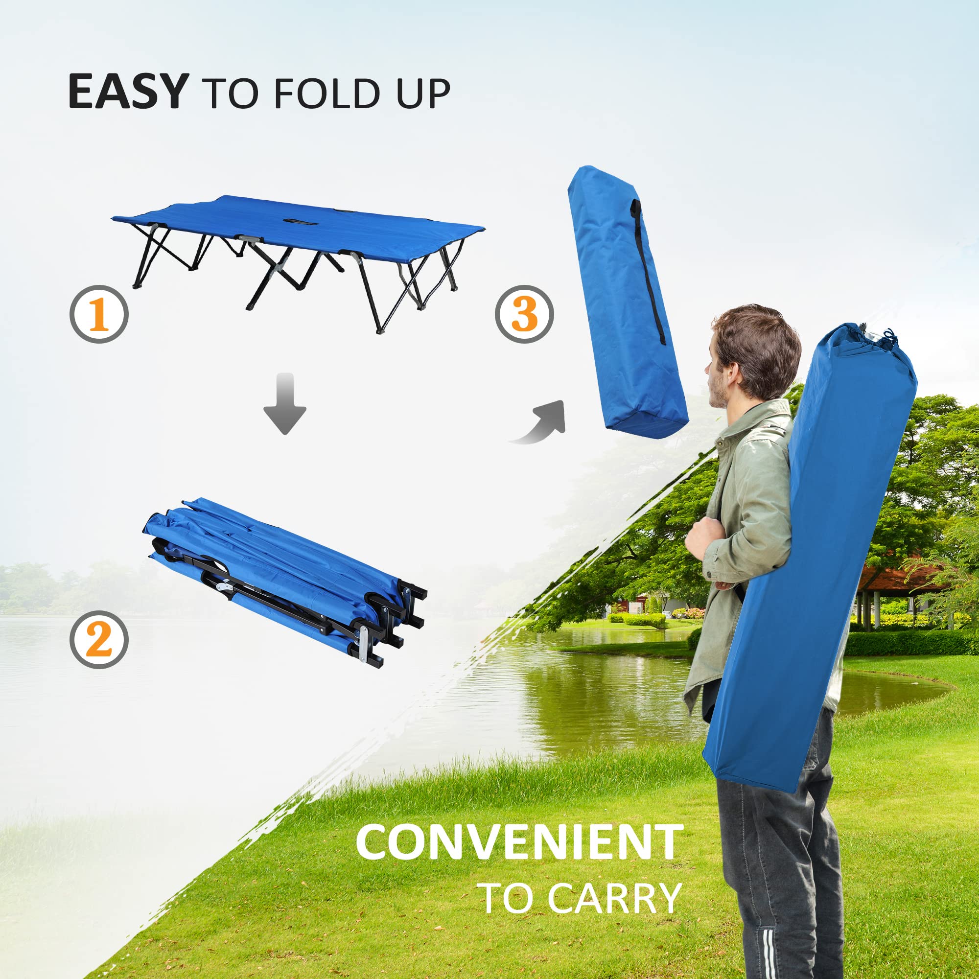 Outsunny sturdy steel frame provides stable support for two sleepers