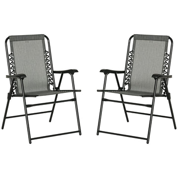 Outsunny two-chair folding gray set, ideal for portable patio seating.